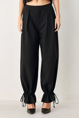 NOIR DRAWSTRING WOVEN PANTS