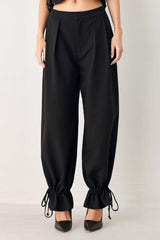 NOIR DRAWSTRING WOVEN PANTS - Flying Tomato - Flyclothing LLC