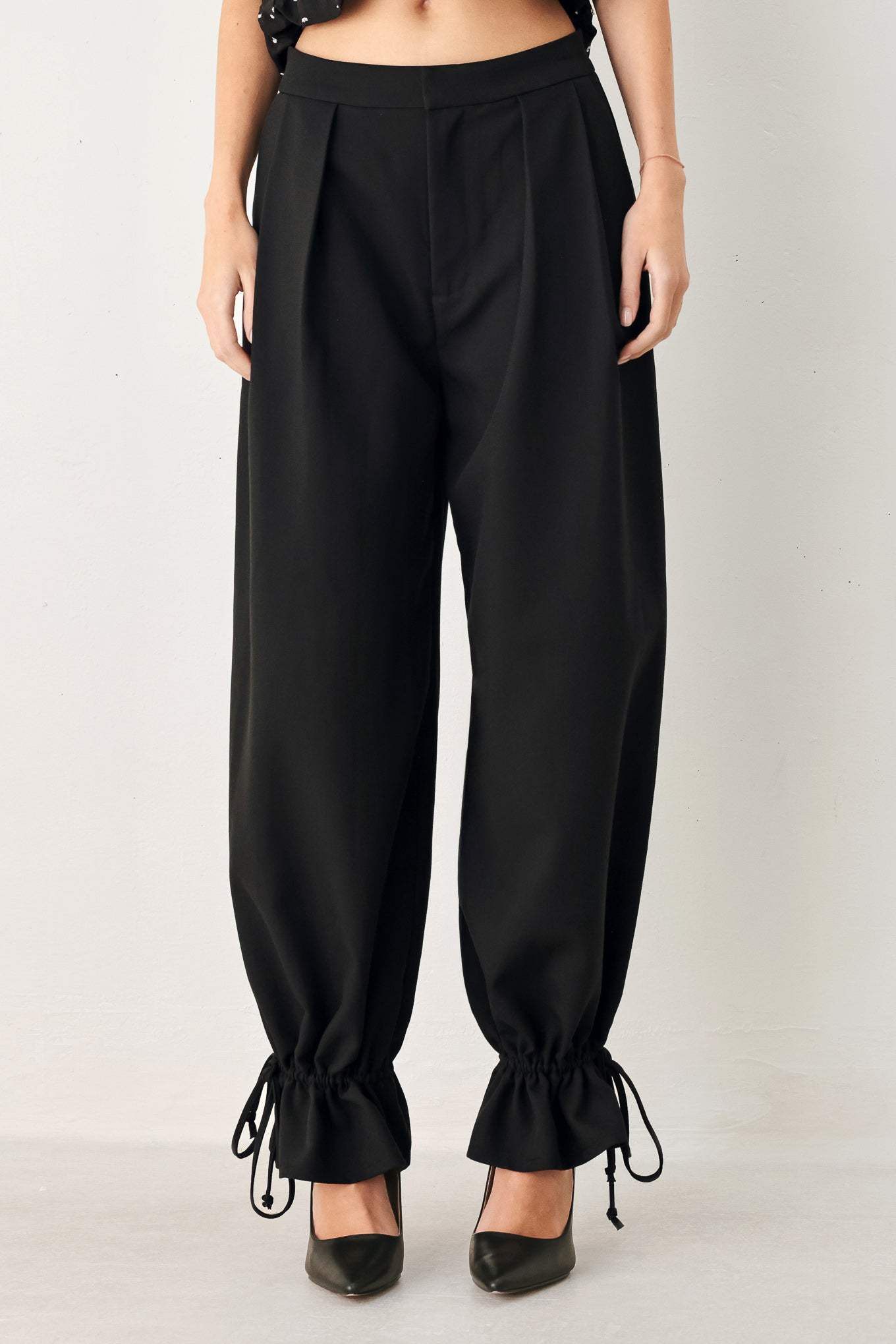 NOIR DRAWSTRING WOVEN PANTS - Flying Tomato - Flyclothing LLC