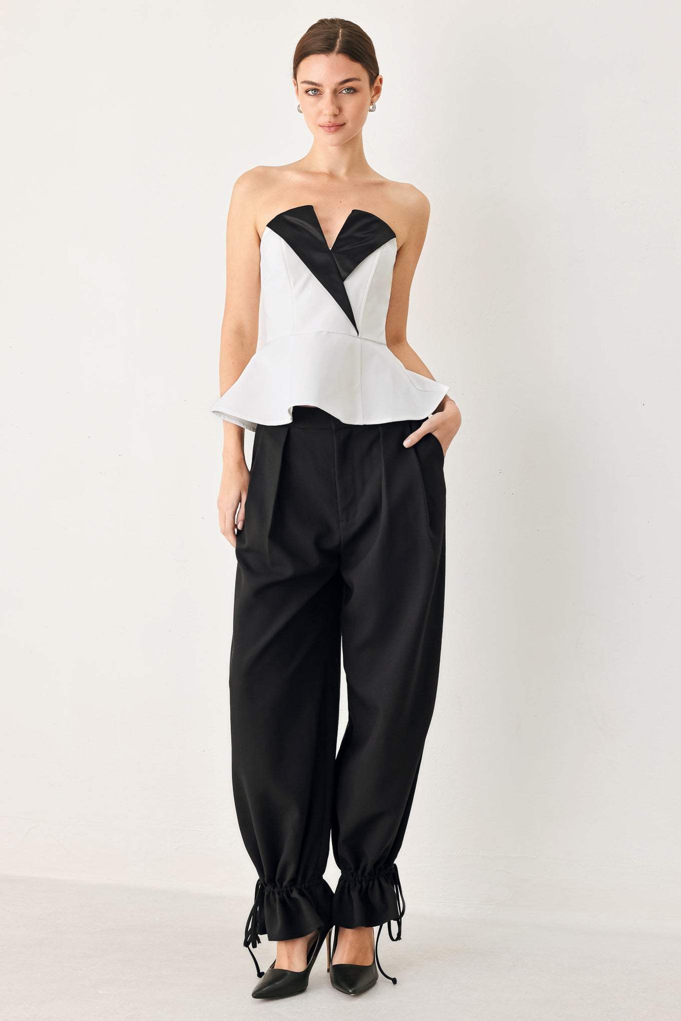 NOIR DRAWSTRING WOVEN PANTS - Flying Tomato - Flyclothing LLC