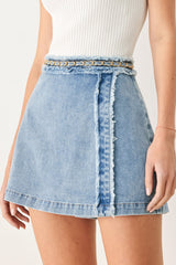 SKYWARD LINKED DENIM CROP SKORT - Flying Tomato - Flyclothing LLC