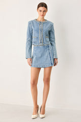 SKYWARD LINKED DENIM CROP SKORT - Flying Tomato - Flyclothing LLC