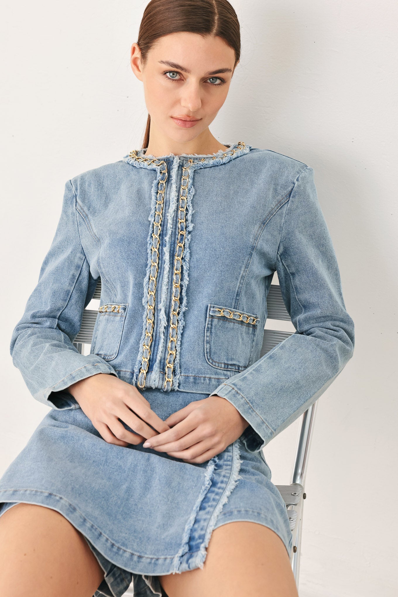 SKYWARD LINKED DENIM CROP SKORT - Flying Tomato - Flyclothing LLC