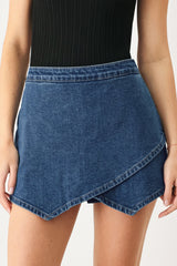 ASYMMETRIC DENIM SKORT - Flying Tomato - Flyclothing LLC