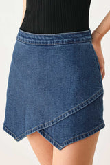 ASYMMETRIC DENIM SKORT - Flying Tomato - Flyclothing LLC