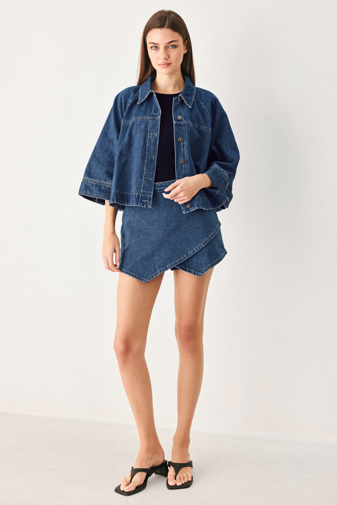 ASYMMETRIC DENIM SKORT - Flying Tomato - Flyclothing LLC