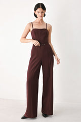 BURGUNDY MODERN MUSE WOVEN JUMPSUIT