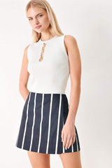DARK RHYTHM STRIPE WOVEN SKORT - Flying Tomato - Flyclothing LLC