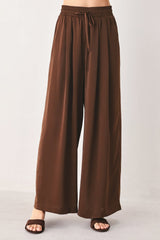 CANYON BROWN ELASTIC WAIST WOVEN PANTS
