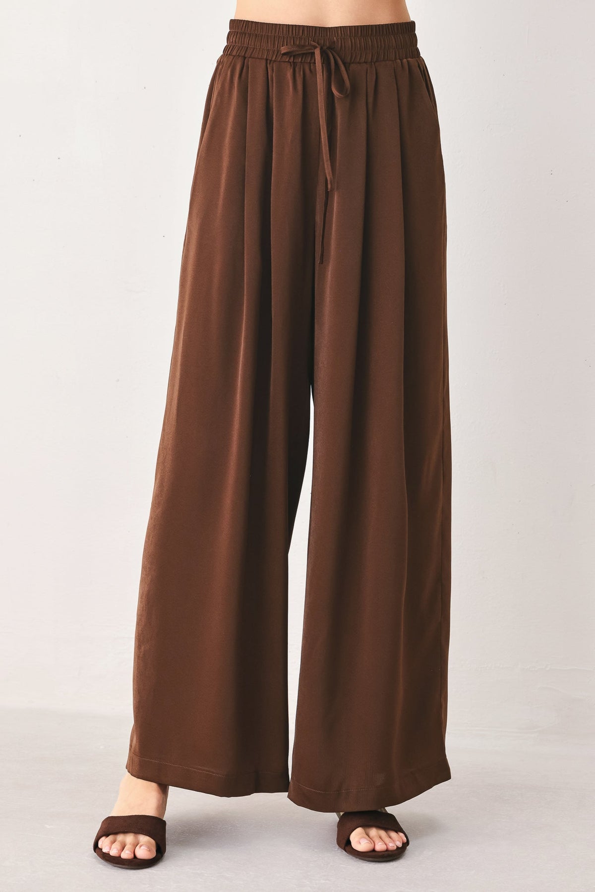 CANYON BROWN ELASTIC WAIST WOVEN PANTS - Flying Tomato - Flyclothing LLC