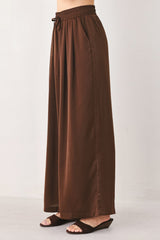 CANYON BROWN ELASTIC WAIST WOVEN PANTS