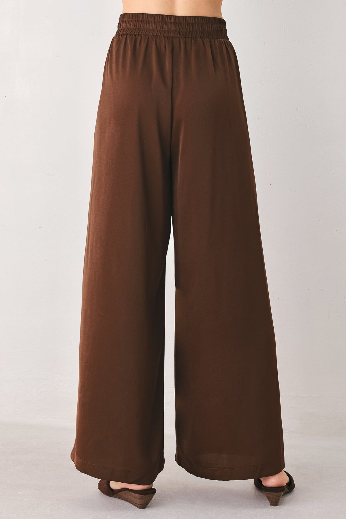CANYON BROWN ELASTIC WAIST WOVEN PANTS - Flying Tomato - Flyclothing LLC