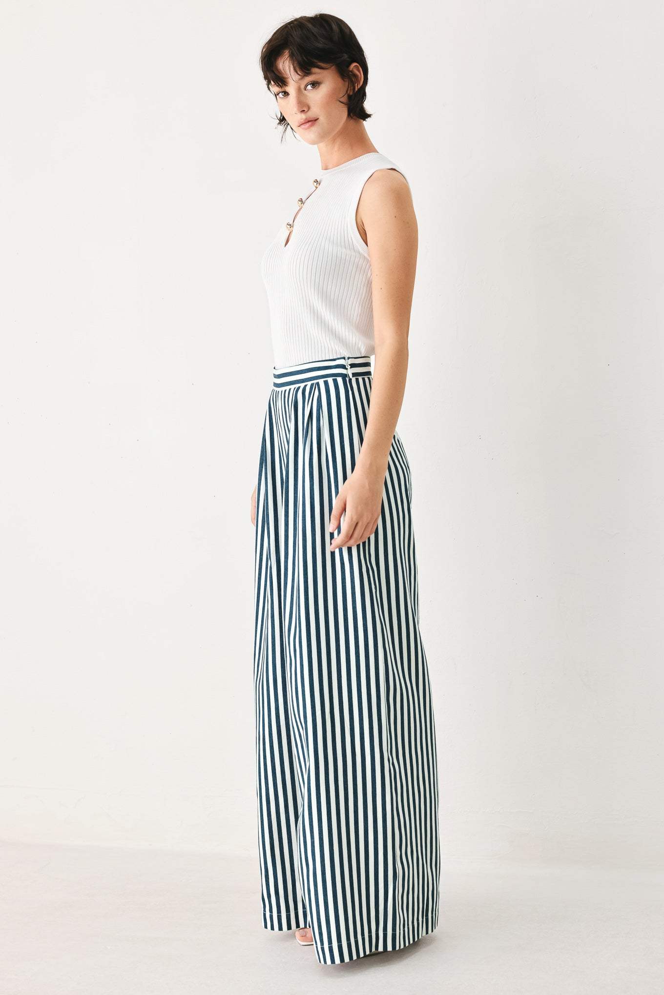 PORTSIDE STRIPE WOVEN WIDE LEG PANTS - Flying Tomato - Flyclothing LLC