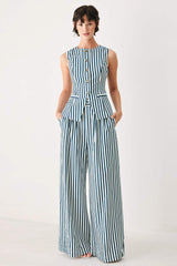 PORTSIDE STRIPE WOVEN WIDE LEG PANTS - Flying Tomato - Flyclothing LLC
