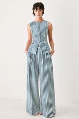 PORTSIDE STRIPE WOVEN WIDE LEG PANTS