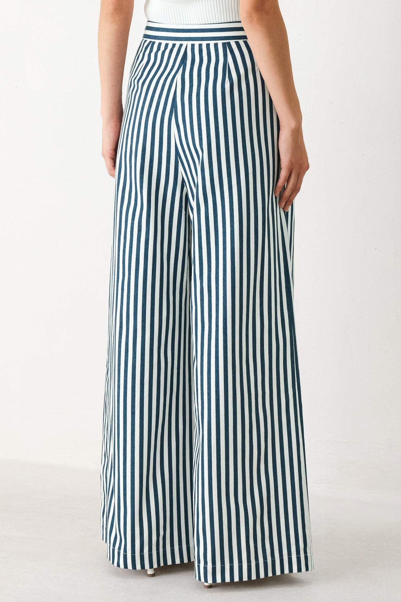PORTSIDE STRIPE WOVEN WIDE LEG PANTS - Flying Tomato - Flyclothing LLC