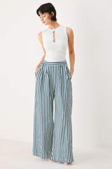 PORTSIDE STRIPE WOVEN WIDE LEG PANTS - Flying Tomato - Flyclothing LLC