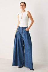 STATEMENT BLUE WIDE LEG DENIM PANTS - Flying Tomato - Flyclothing LLC