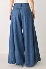 STATEMENT BLUE WIDE LEG DENIM PANTS - Flying Tomato - Flyclothing LLC