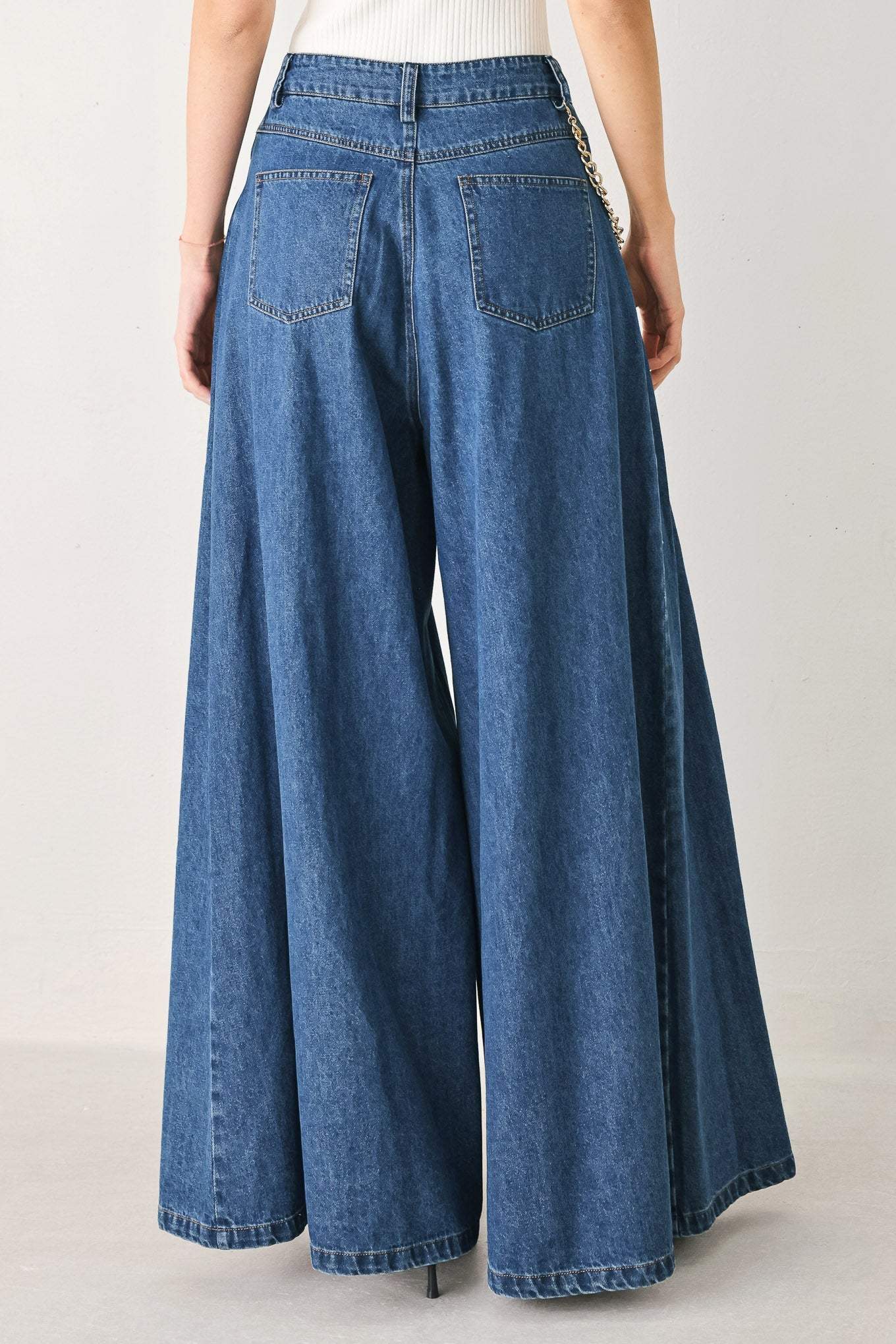 STATEMENT BLUE WIDE LEG DENIM PANTS - Flying Tomato - Flyclothing LLC