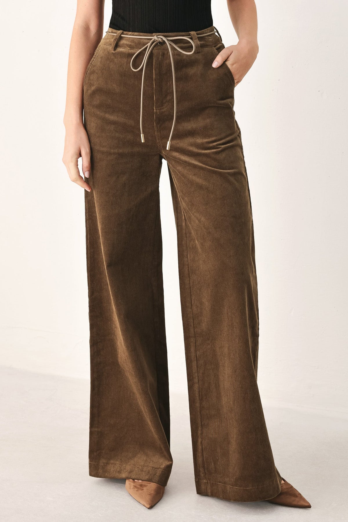 AUTUMN IN MANHATTAN BELTED CORDUROY PANTS - Flying Tomato - Flyclothing LLC