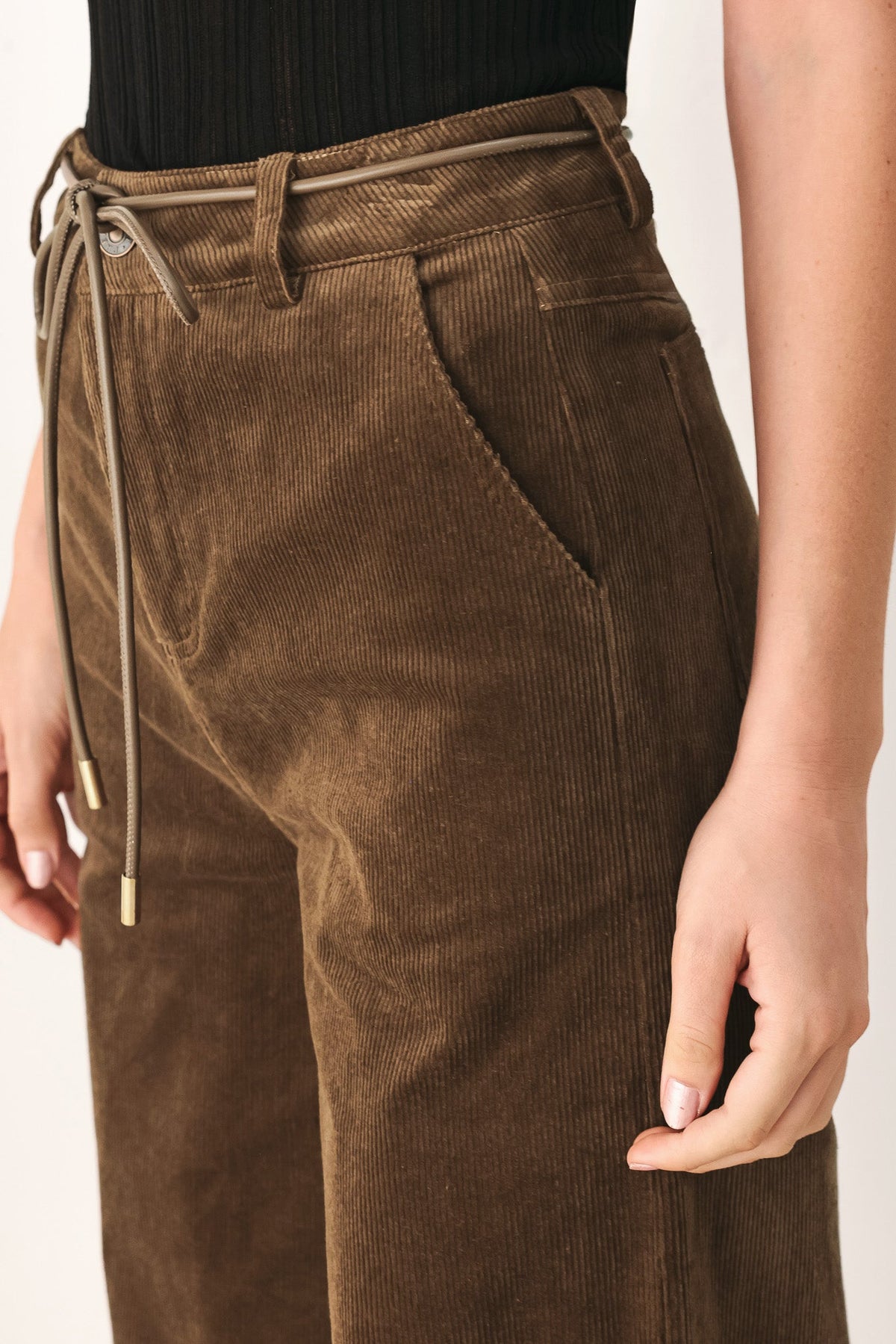 AUTUMN IN MANHATTAN BELTED CORDUROY PANTS - Flying Tomato - Flyclothing LLC