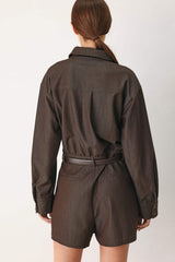 RICH COCOA WOVEN ROMPER