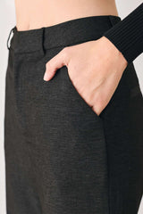 COMMAND NOIR BLACK BUTTON-HEM FLARE PANTS - Flying Tomato - Flyclothing LLC