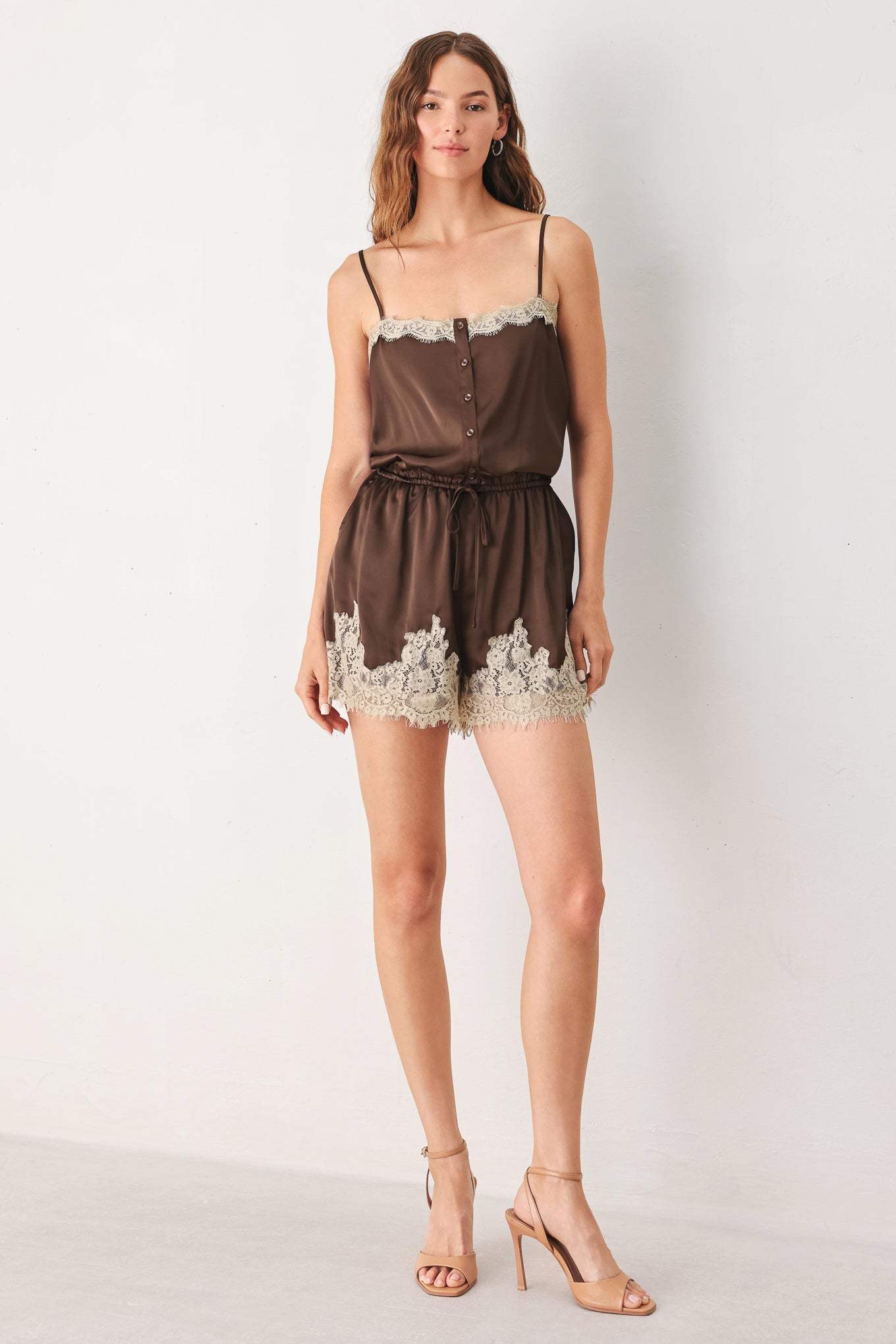 VINTAGE MOCHA WOVEN ROMPER