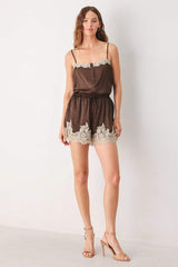 VINTAGE MOCHA WOVEN ROMPER