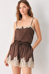 VINTAGE MOCHA WOVEN ROMPER