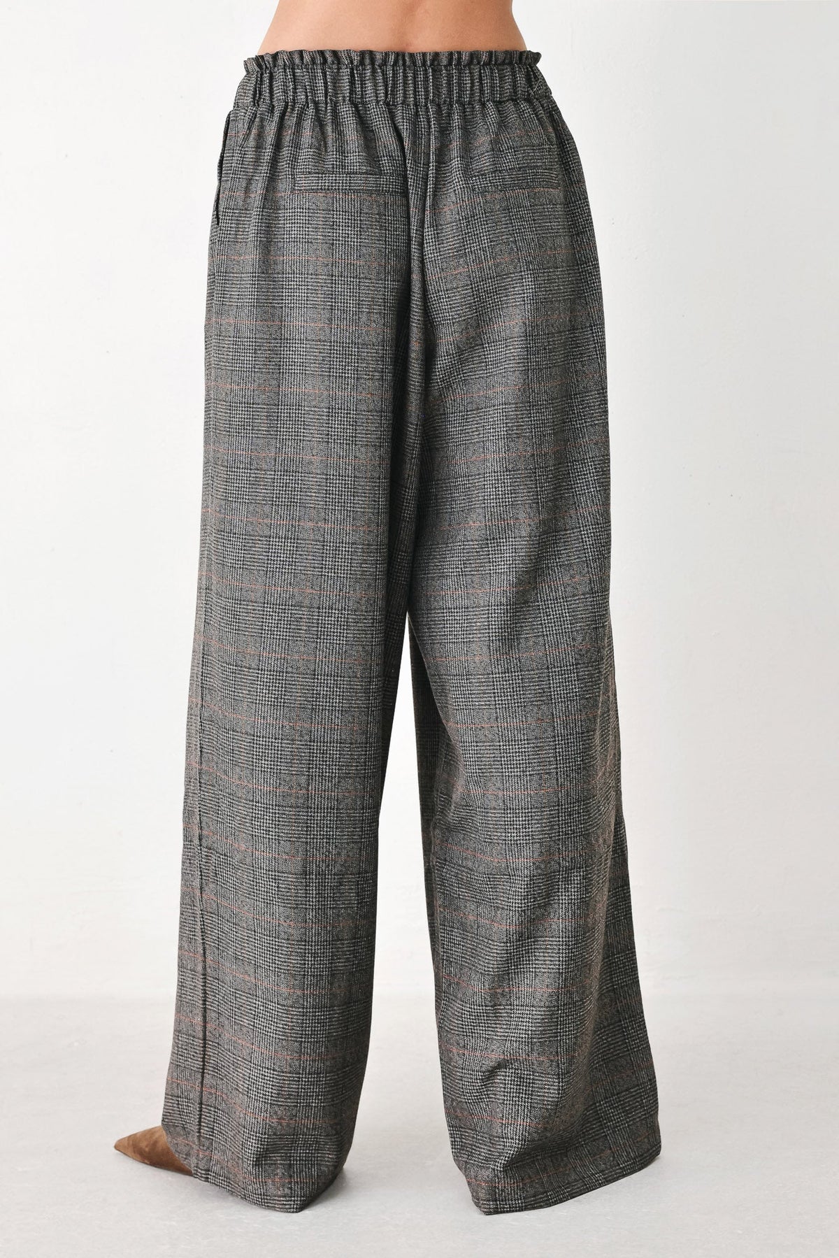 OFF THE CLOCK PLAID DRAWSTRING WIDE LEG PANTS - Flying Tomato - Flyclothing LLC