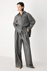OFF THE CLOCK PLAID DRAWSTRING WIDE LEG PANTS - Flying Tomato - Flyclothing LLC