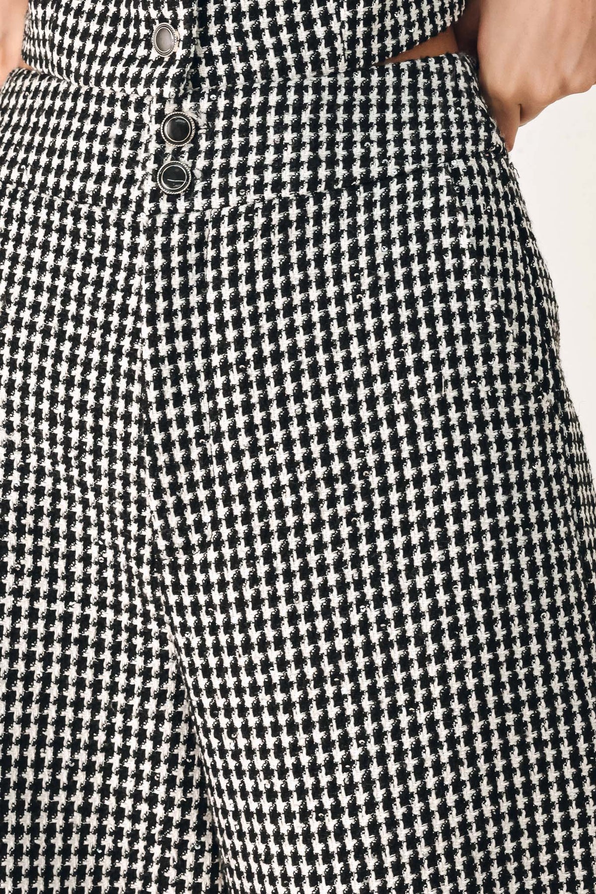 CHECKED IN SPARKLE HOUNDSTOOTH WIDE LEG PANTS - Flying Tomato - Flyclothing LLC