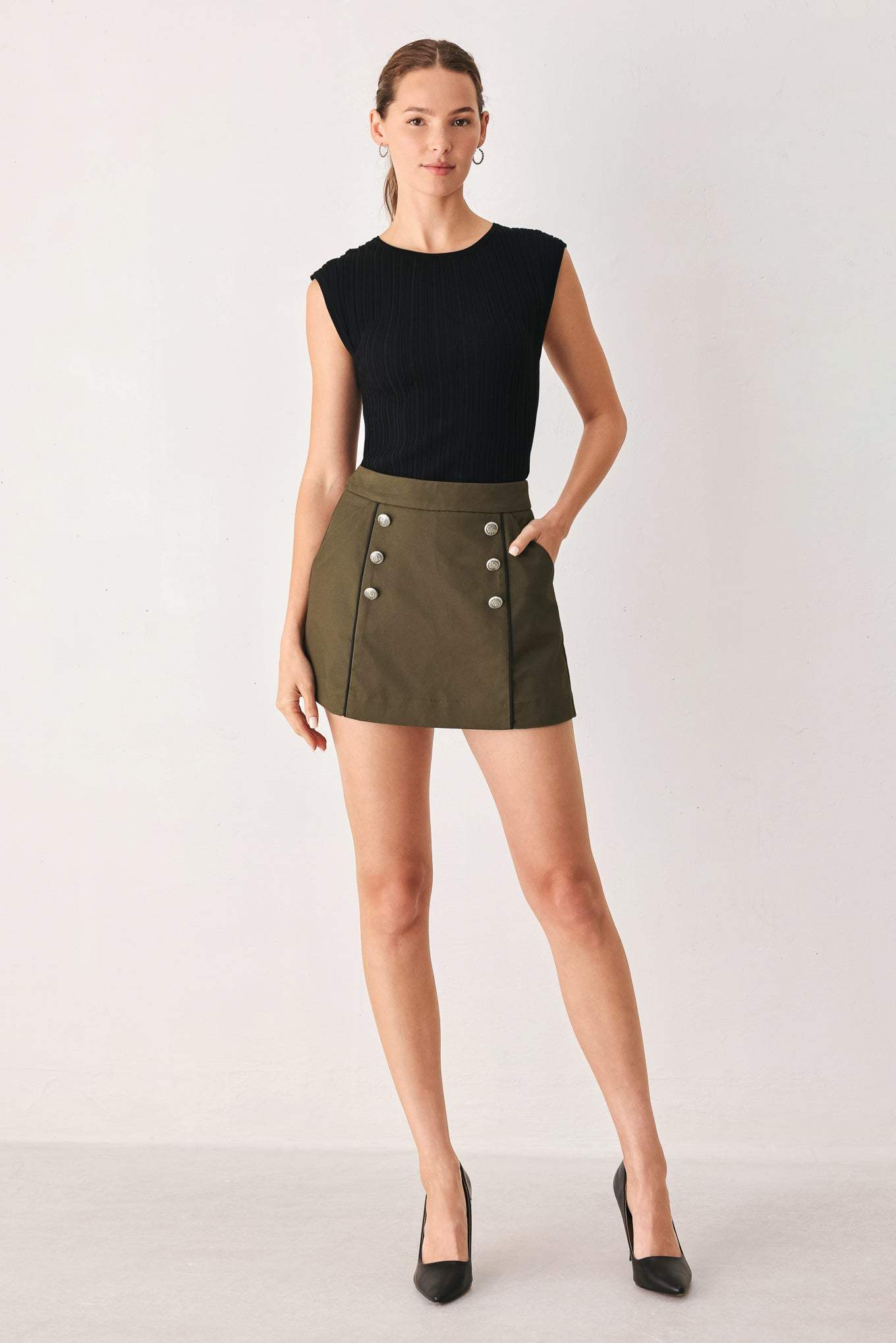 RANGER GREEN TAILORED WOVEN SKORT - Flying Tomato - Flyclothing LLC