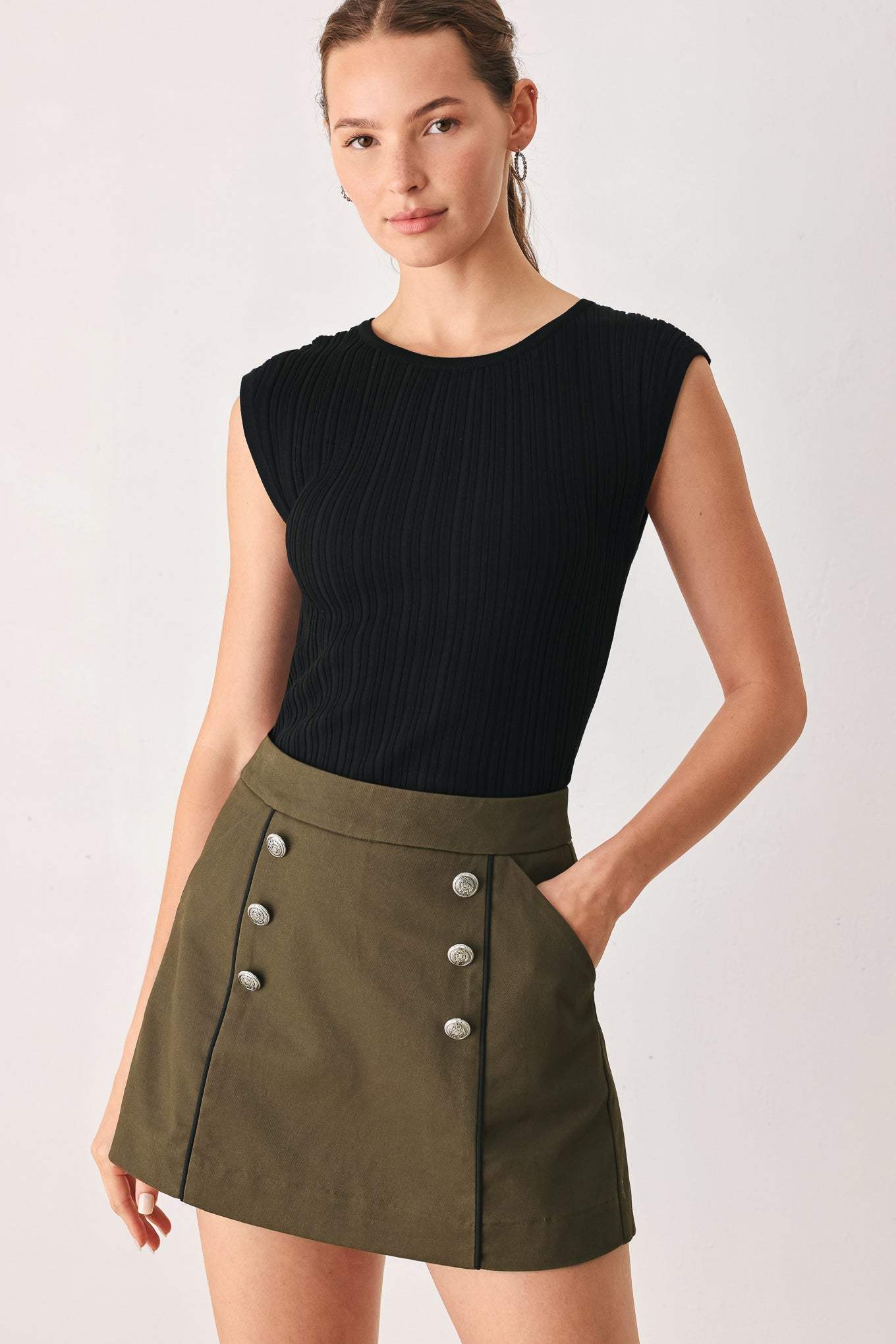 RANGER GREEN TAILORED WOVEN SKORT - Flying Tomato - Flyclothing LLC