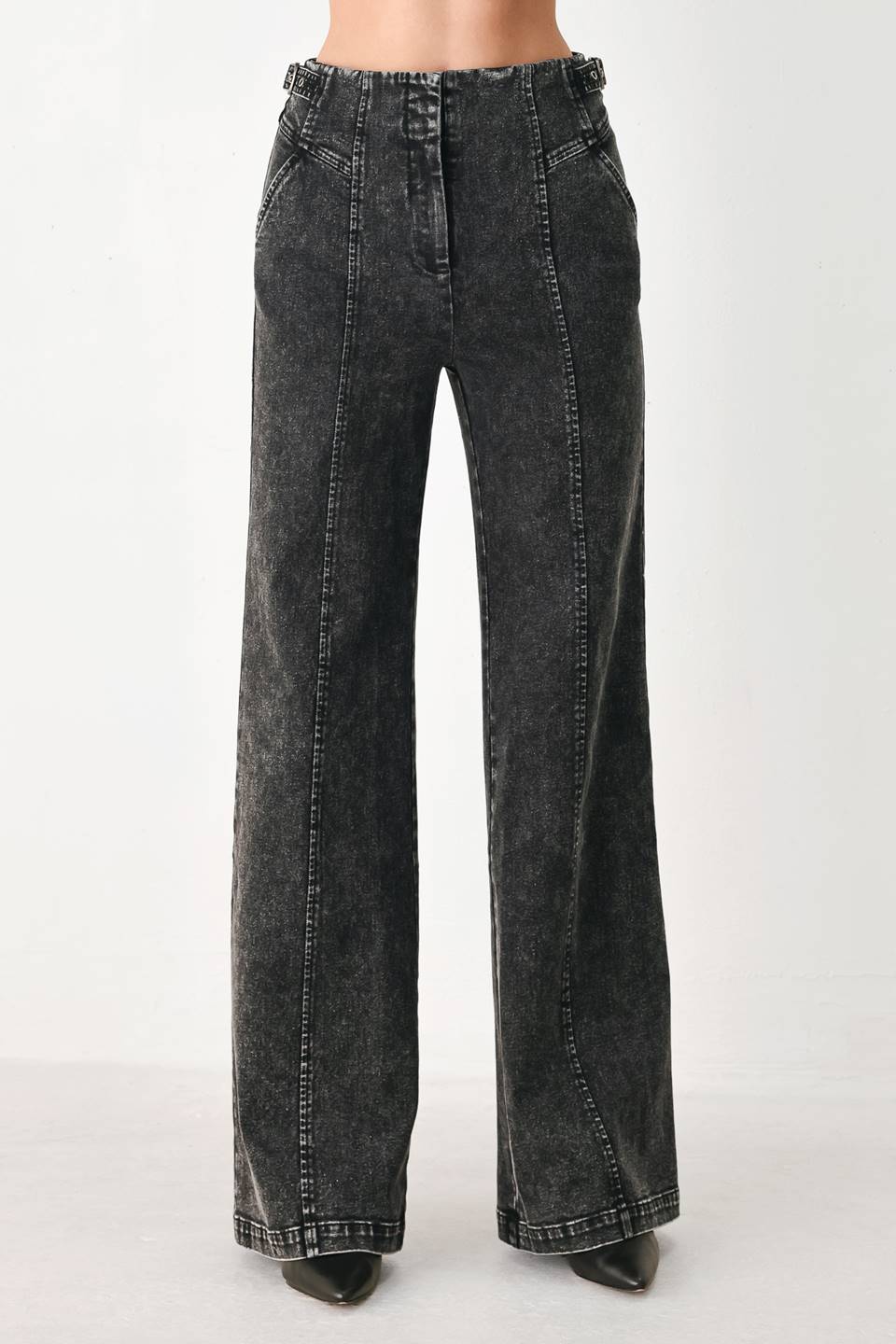 CITY LIMITS BLACK DENIM WIDE LEG PANTS - Flying Tomato - Flyclothing LLC