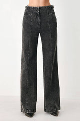 CITY LIMITS BLACK DENIM WIDE LEG PANTS - Flying Tomato - Flyclothing LLC