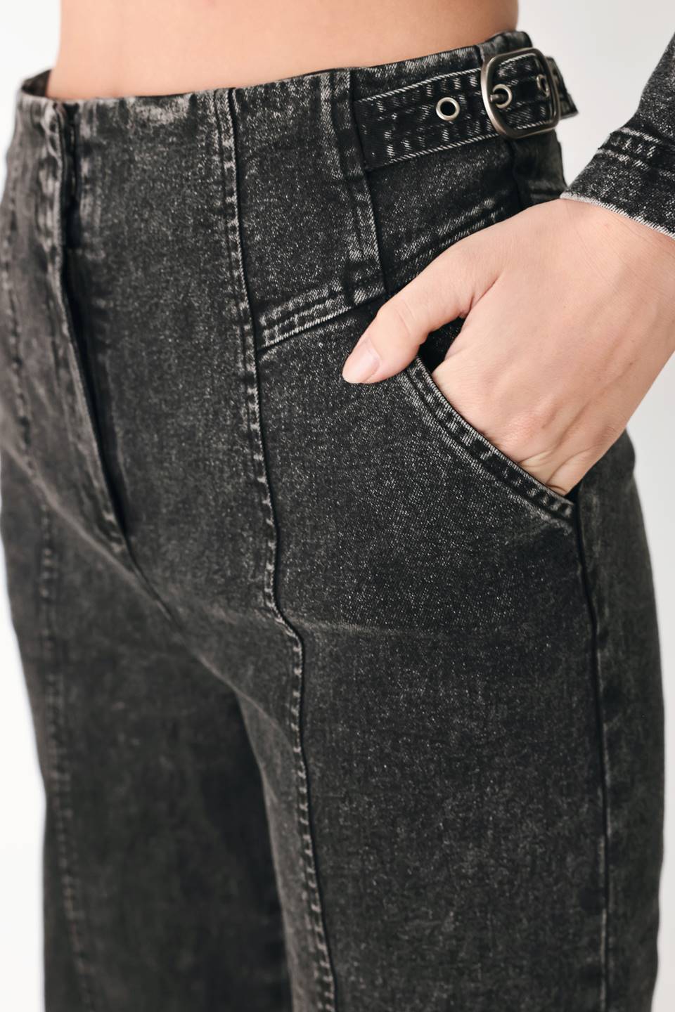 CITY LIMITS BLACK DENIM WIDE LEG PANTS - Flying Tomato - Flyclothing LLC