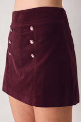 BORDEAUX VELVET BURGUNDY BUTTON-DETAIL SKORT - Flying Tomato - Flyclothing LLC