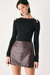 REBEL ROMANCE FAUX LEATHER SKORT