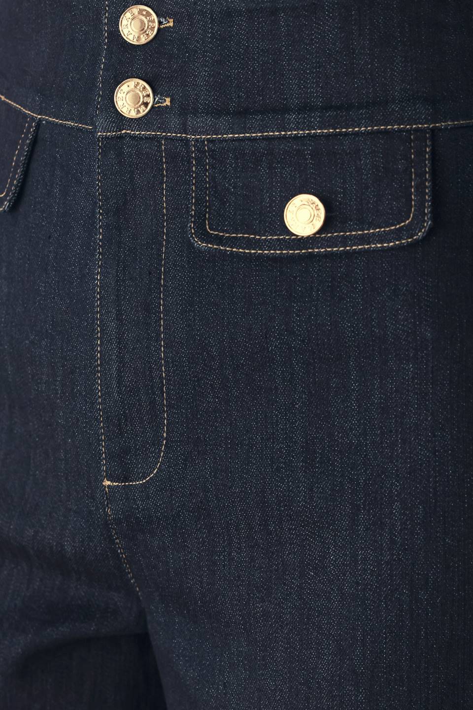 INDIGO ICON DARK INDIGO BUTTON-DETAIL WIDE-LEG JEANS - Flying Tomato - Flyclothing LLC
