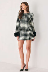 PARIS HOUNDSTOOTH BLACK/WHITE SKORT - Flying Tomato - Flyclothing LLC