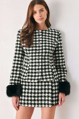 PARIS HOUNDSTOOTH BLACK/WHITE SKORT - Flying Tomato - Flyclothing LLC