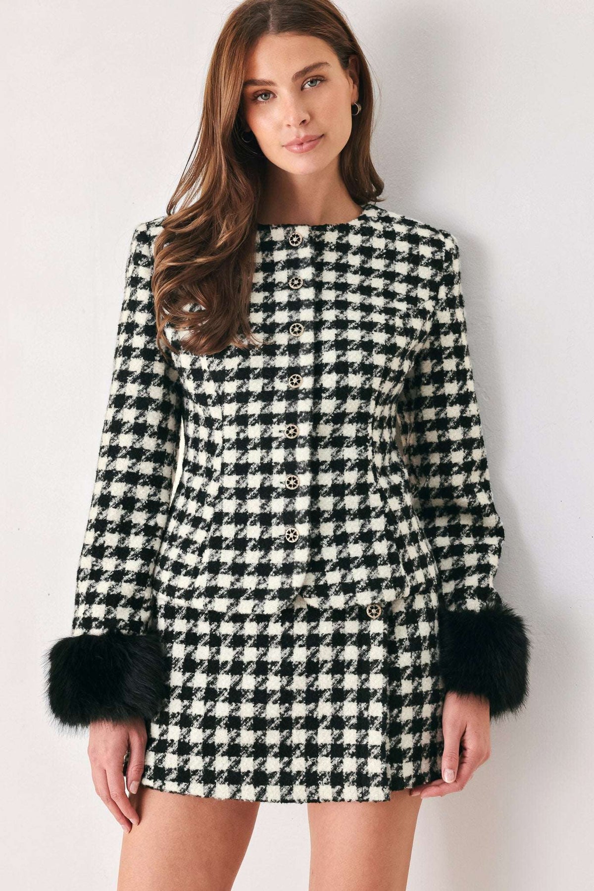 PARIS HOUNDSTOOTH BLACK/WHITE SKORT - Flying Tomato - Flyclothing LLC