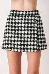 PARIS HOUNDSTOOTH BLACK/WHITE SKORT - Flying Tomato - Flyclothing LLC
