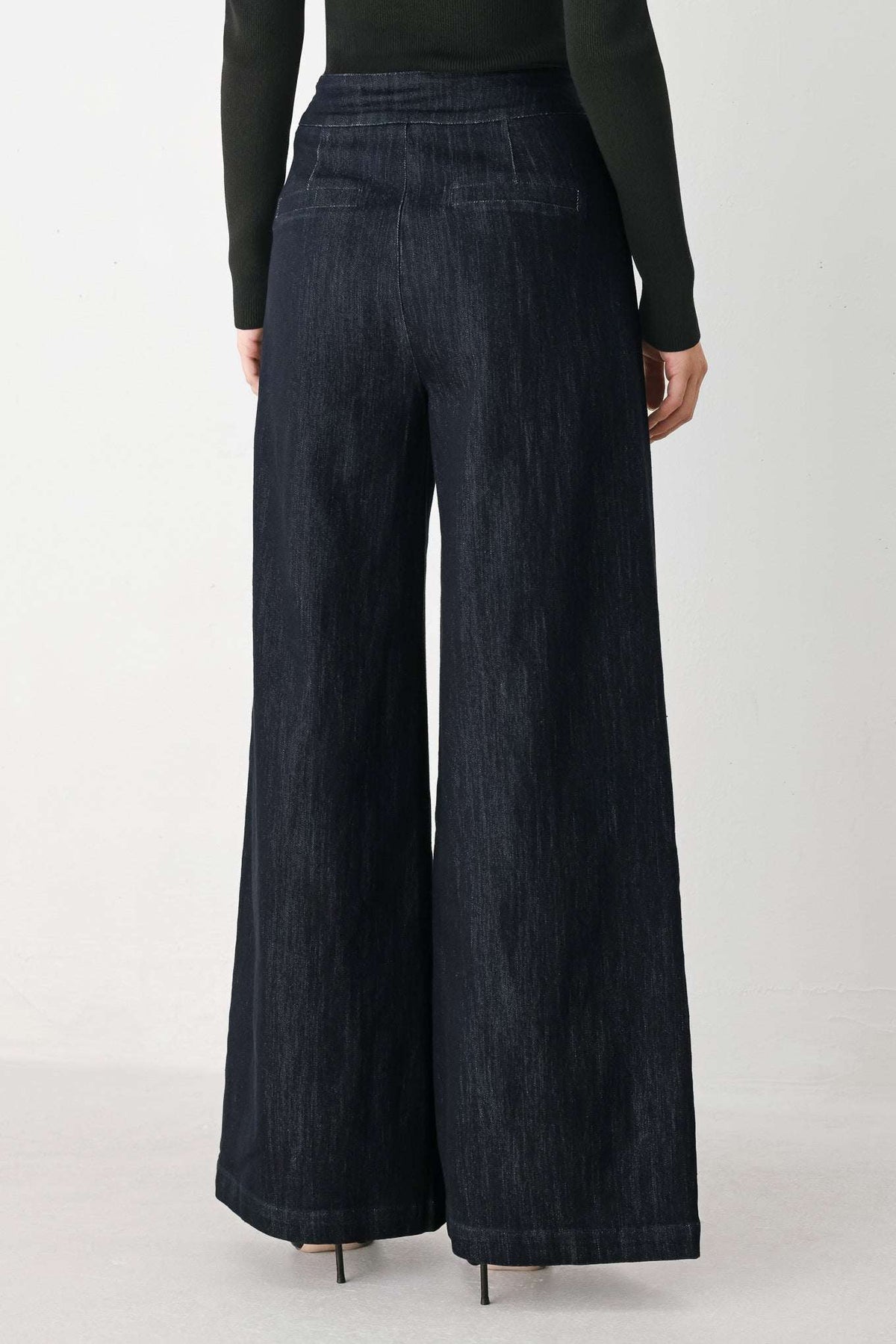 AFTER HOURS INDIGO CHAIN-TRIM WIDE-LEG JEANS - Flying Tomato - Flyclothing LLC