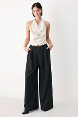 BLACK & CREAM POISE WOVEN JUMPSUIT