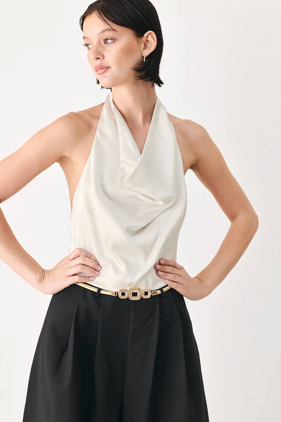 BLACK & CREAM POISE WOVEN JUMPSUIT