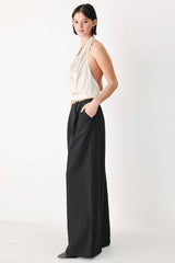 BLACK & CREAM POISE WOVEN JUMPSUIT